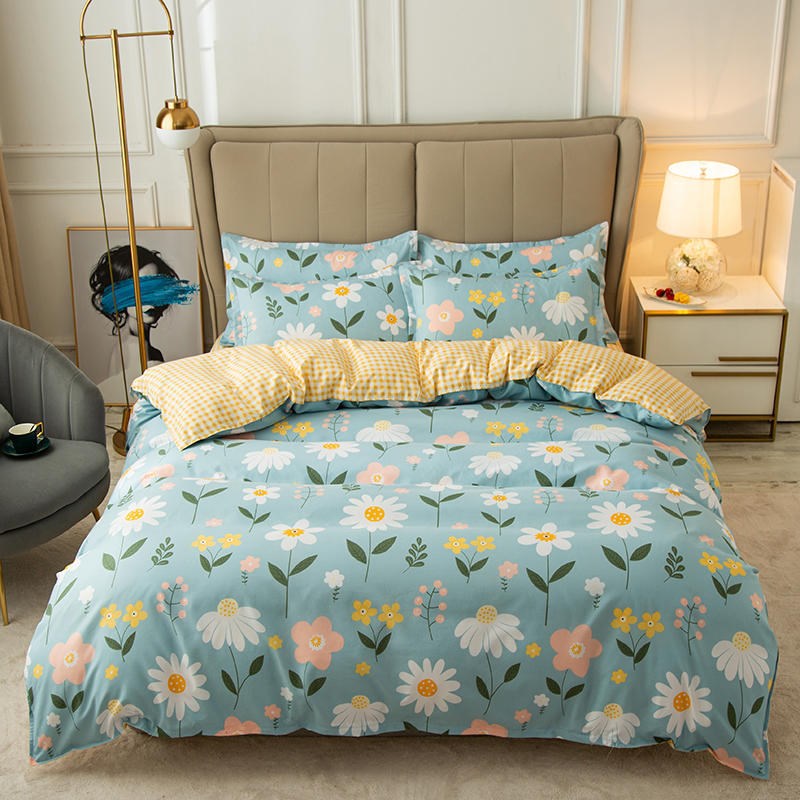 Cover Set Bed Cotton Quilt Bedsheet Bedding Duvet Fitted