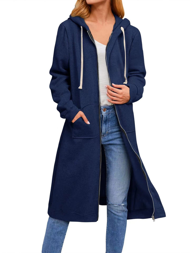 Autumn And Winter Women's Clothing Loose Zip Long Cardigan Jacket