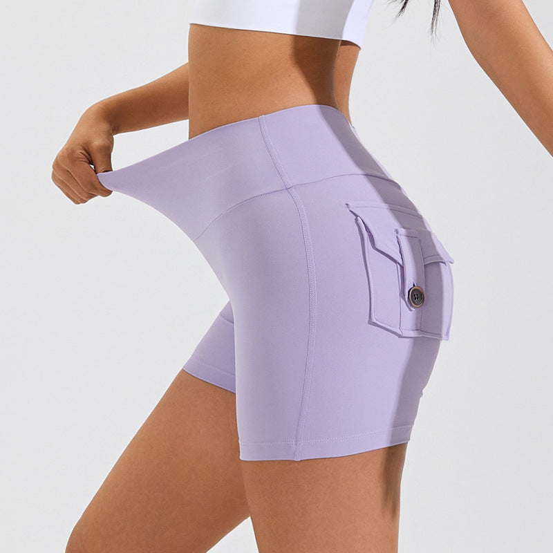 Short de levage de hanche taille haute avec poches, pantalon de sport de Yoga, Fitness, vêtements pour femmes