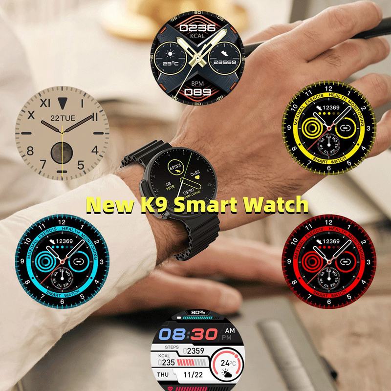 Neue K9 Smart Watch 1.39 Round Screen Encoder True Screw Clip Wireless Charging NFC Offline-Sammel- und Zahlungsfunktion