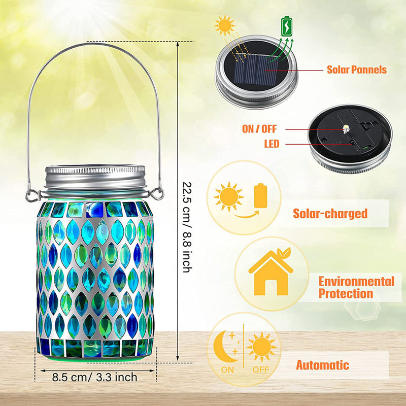 Mosaic Solar Mason Can Lamp Outdoor Waterproof